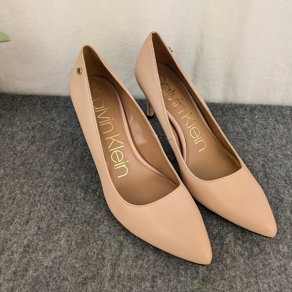 Calvin Klein Kristy Nude Heels | Size 8.5 | Pointed Toe Pumps | 3.25" Heel - Picture 1 of 10
